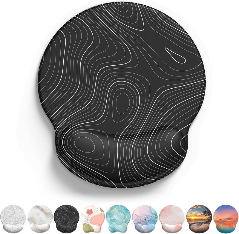 eulps Mouse Pad with Wrist Rest, Comfortable Computer Mousepad with Gel Wrist Support Smooth Surface and Non-Slip PU Base for Pain Relief, Laptop, Office & Home (Black Line) - Image 1